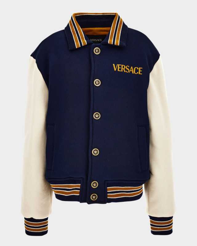 Boy's Logo-Print Fleece Bomber Jacket, Size 6-14